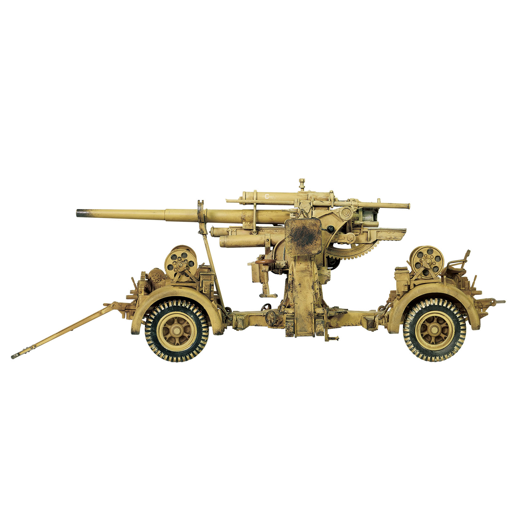 德军88毫米高射炮，Flak 36型基座配Flak 18型一体式炮管（包括七个沙漠服饰士兵公仔 & 隆美尔将军）