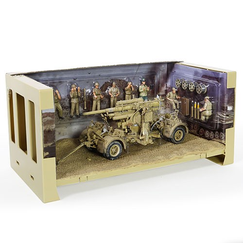 德军88毫米高射炮，Flak 36型基座配Flak 18型一体式炮管（包括七个沙漠服饰士兵公仔 & 隆美尔将军）