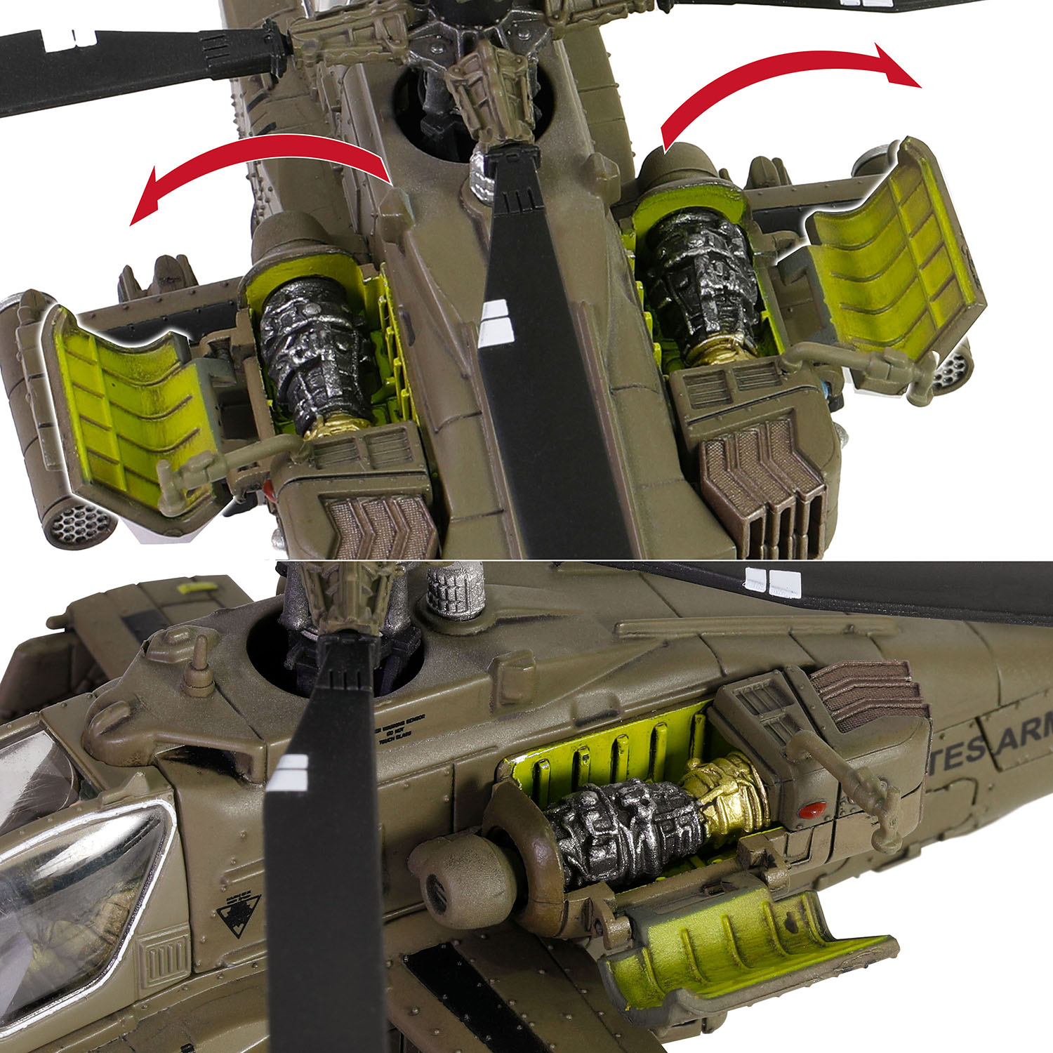 活动部份包括螺旋桨，驾驶舱挡风玻璃，发动机舱门和升降舵